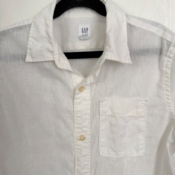 GAP Kids White Linen/Cotton Short Sleeve Button Down Shirt Size 10 - Picture 3 of 6